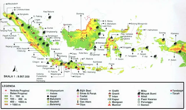 Gambar Peta penyebaran Bahan Galian di Indonesia