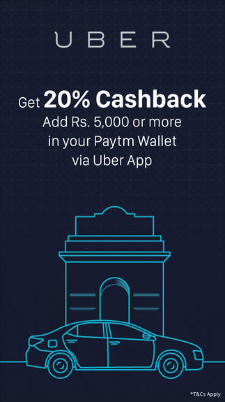 20% Cashback on Uber rides via Paytm Wallet Payment