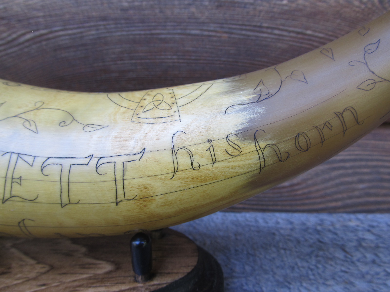 Contemporary Makers Engraved Powder Horn by Clinton E. Byers