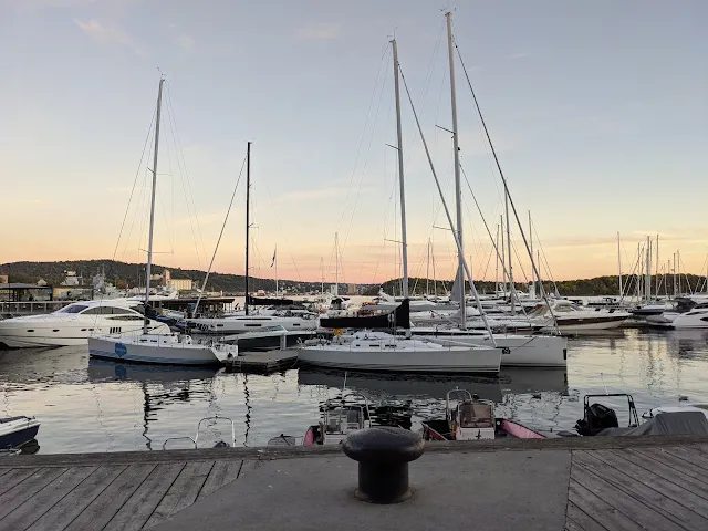 Aker Brygge at sunset on an Oslo Itinerary