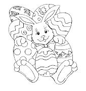 Conejo de Pascua entre huevos de pascua para colorear y pintar conejo de pascua 