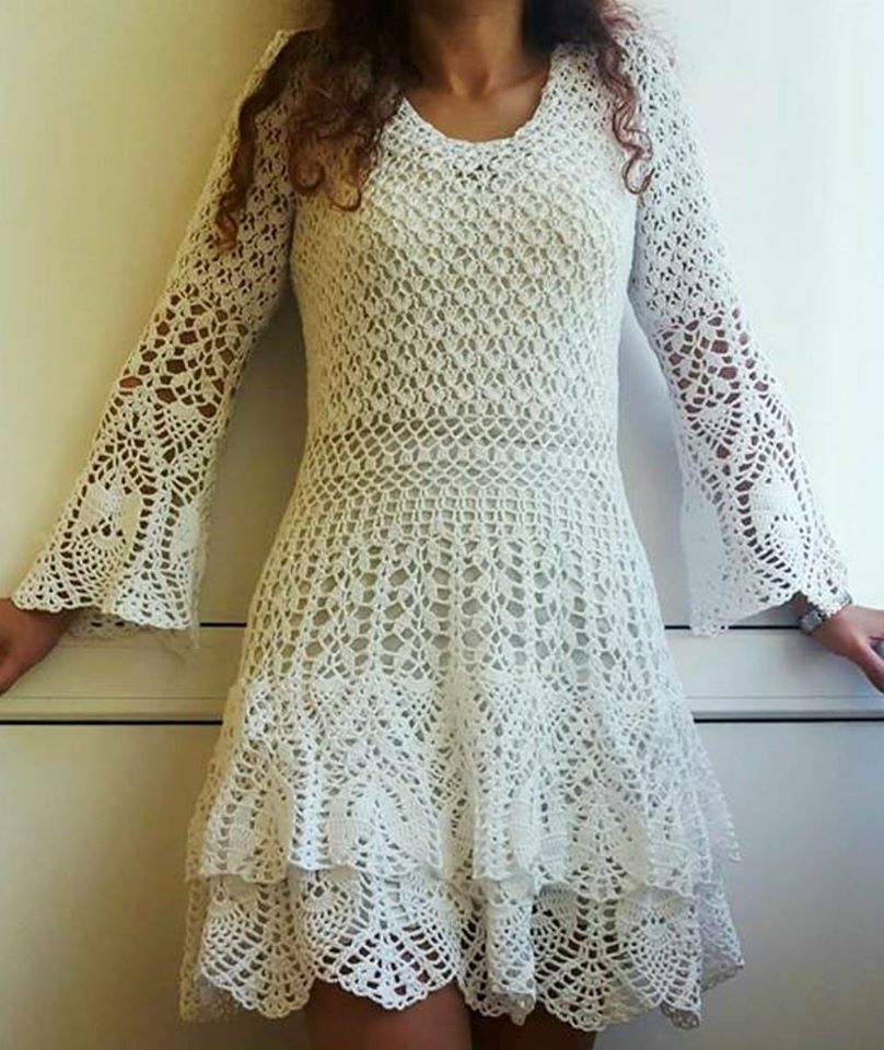 Tina's handicraft : long-sleeve white summer dress