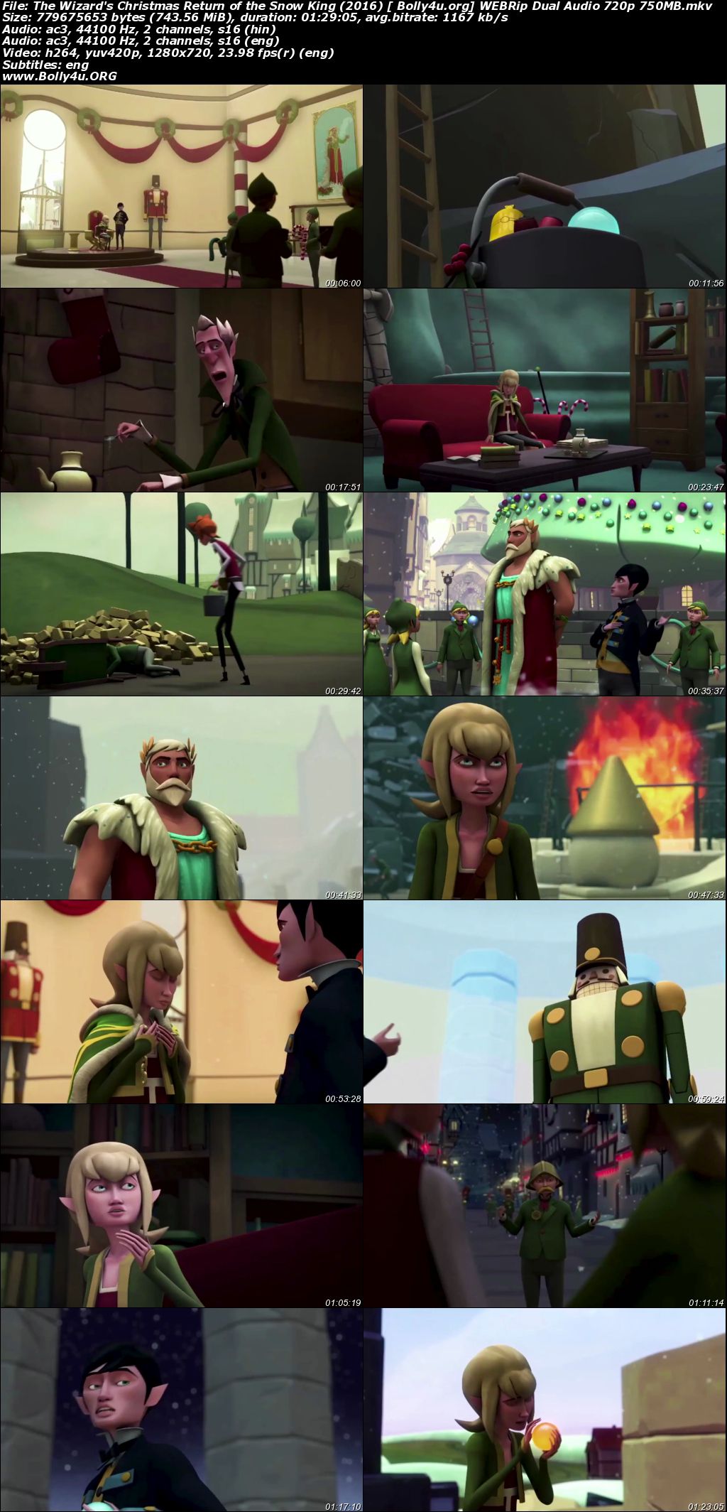 The Wizards Christmas Return of the Snow King 2016 WEBRip 300Mb Hindi Dual Audio 480p Download