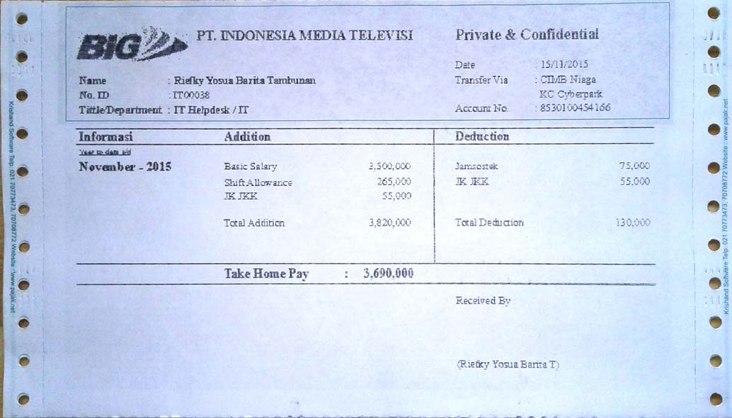 Contoh Slip Gaji Via Email Contoh Surat