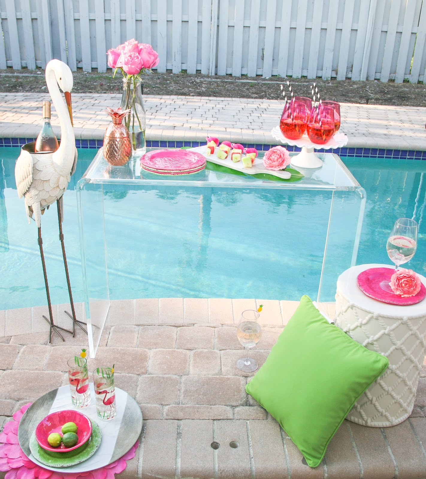 Summer Flamingo Pool Party Bar With Pier 1 Celebration Stylist