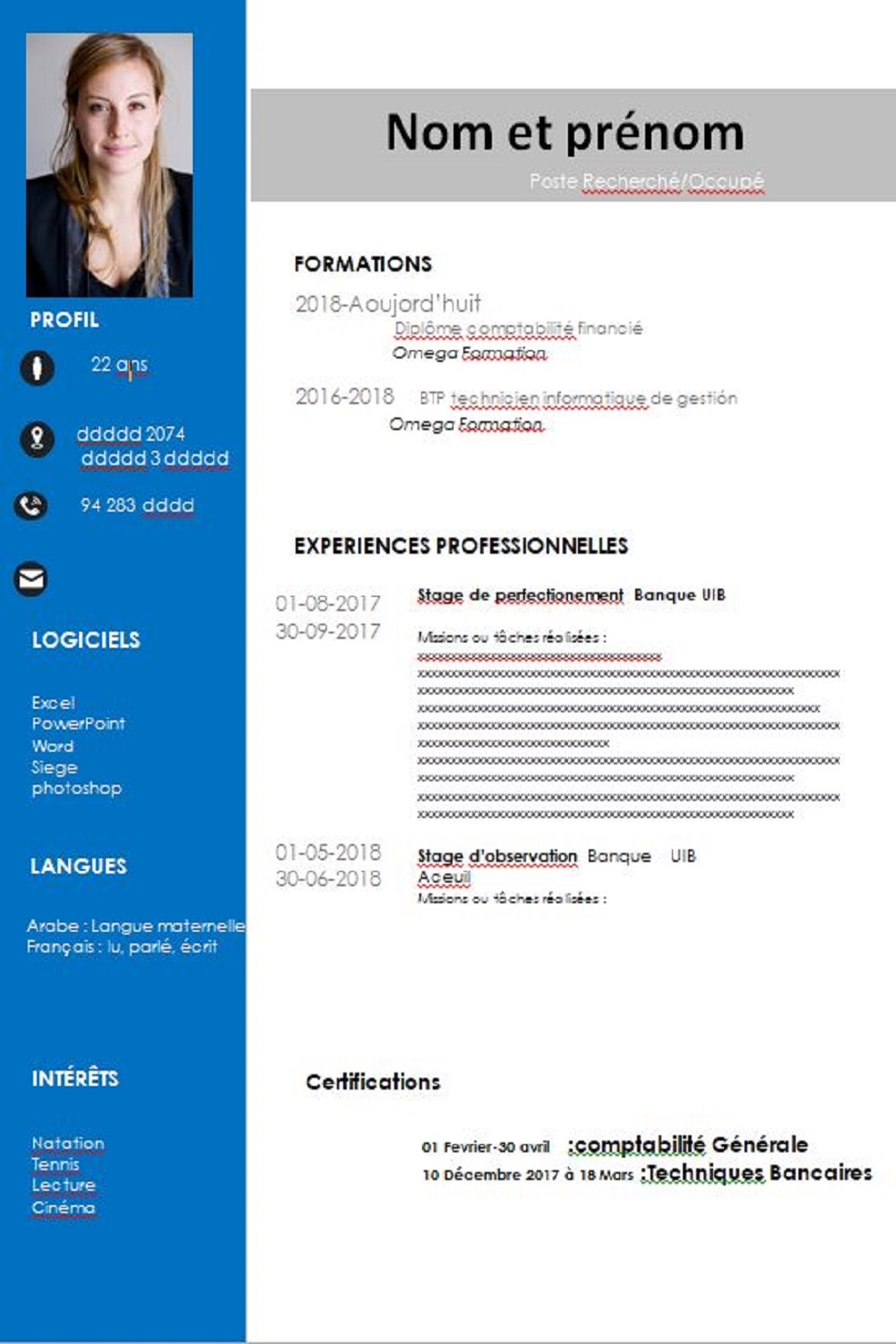 Exemple de cv professionnel