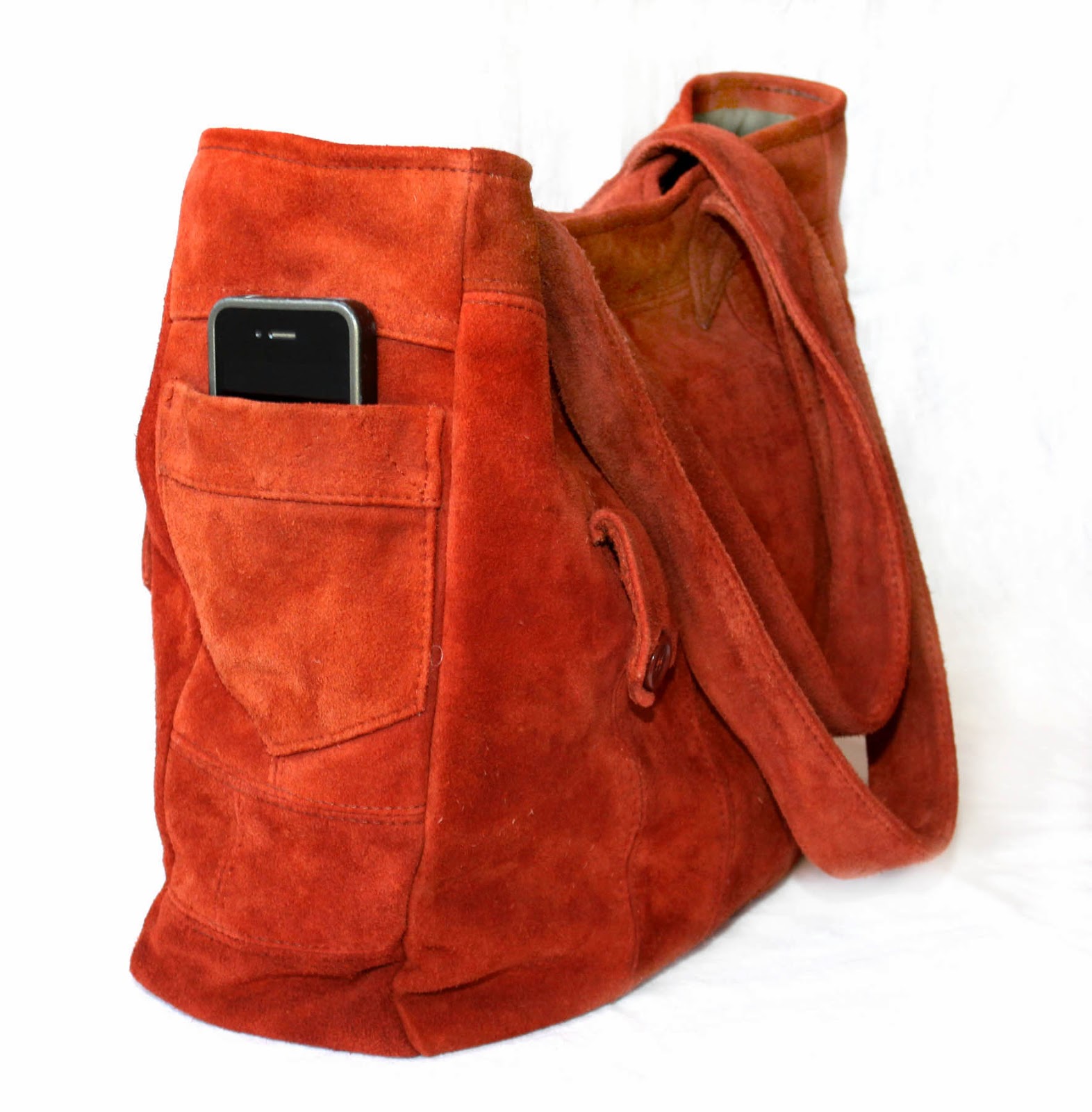 Uptown Redesigns Vintage Burnt Orange Suede Upcycled Totes