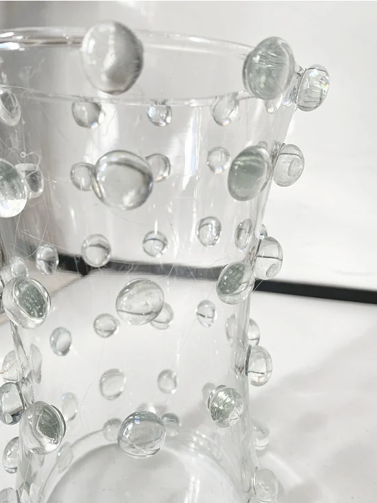 glass gems on clear vase