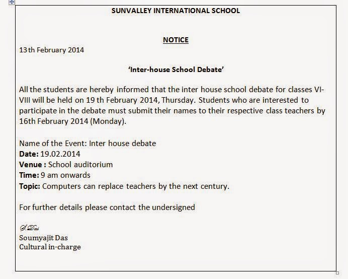 englishwithkaushikmoitra: Dealing with Notice Writing