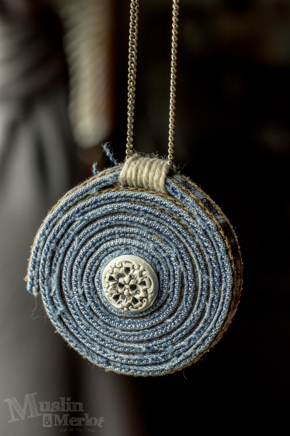 DIY Upcycled Blue Jean Necklace - Muslin and Merlot