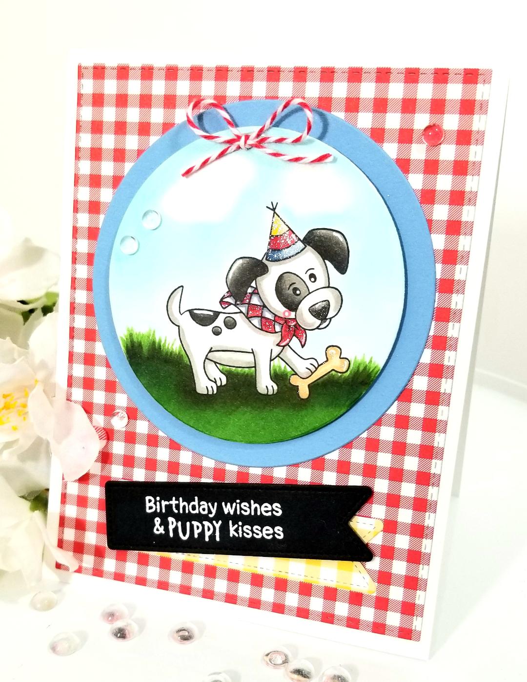 Birthday Wishes & Puppy Kisses Card by February Guest Designer Lori U'ren | Puppy Playtime Stamp Set by Newton's Nook Designs #newtonsnook #handmade