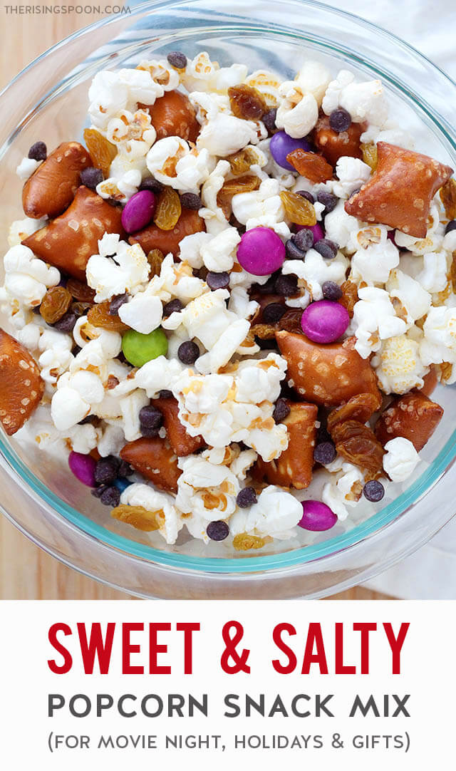 An easy no-bake snack mix made with sweet & salty ingredients from your pantry! This has a blend of savory & sweet foods with some protein mixed in so it's sure to satisfy everyone's cravings. Fix a batch in minutes for movie nights, birthday parties, camping, road trips, and holiday food gifts!