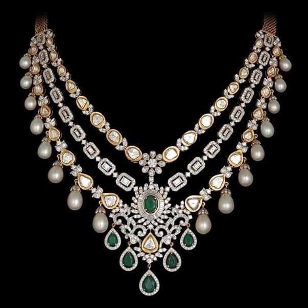 White Gold Diamond Set with Drops Jewellery Designs