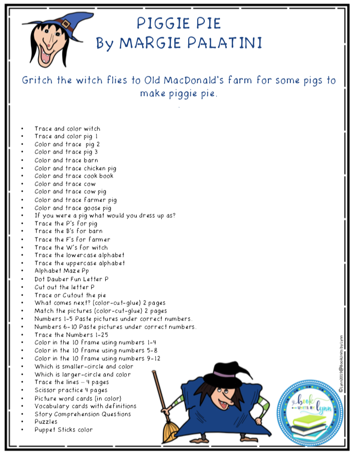 Piggie Pie BOOK UNIT Book Units by Lynn