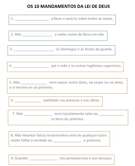 Catequese Os 10 Mandamentos da Lei de Deus Catequese Os 10 Mandamentos da Lei de Deus