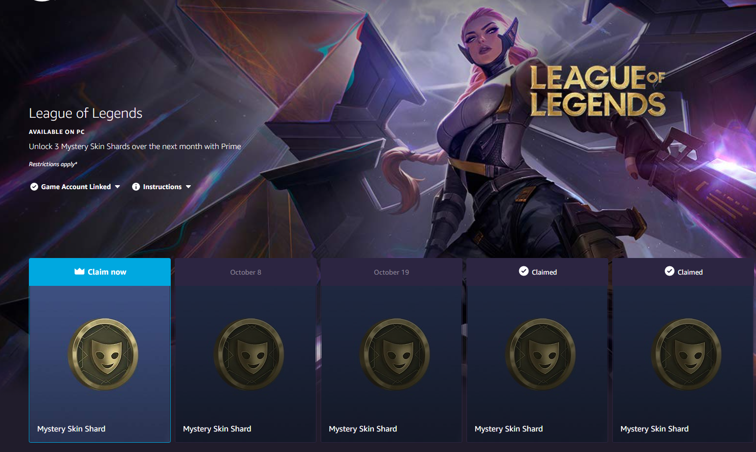 New League of Legends Prime Gaming loot available once again