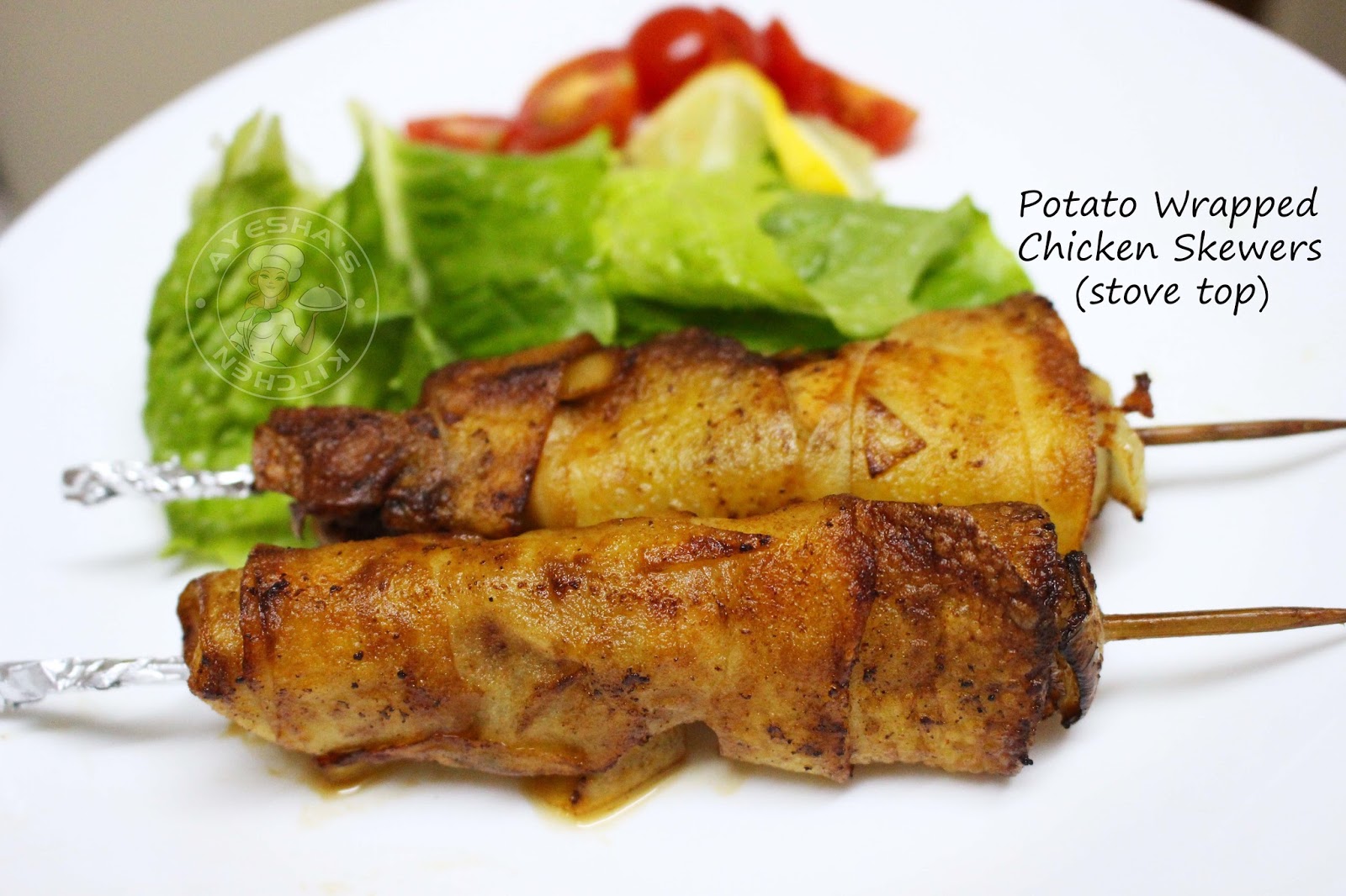 FRIED CHICKEN SKEWERS POTATO WRAPPED CHICKEN SKEWERS