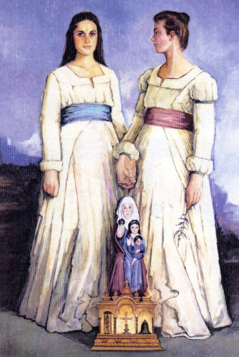 Elvira y Estefanía, las Dos Hermanas. Cuadro pintado por Clemente Alcántara