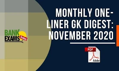Monthly One-Liner GK Digest: November 2020