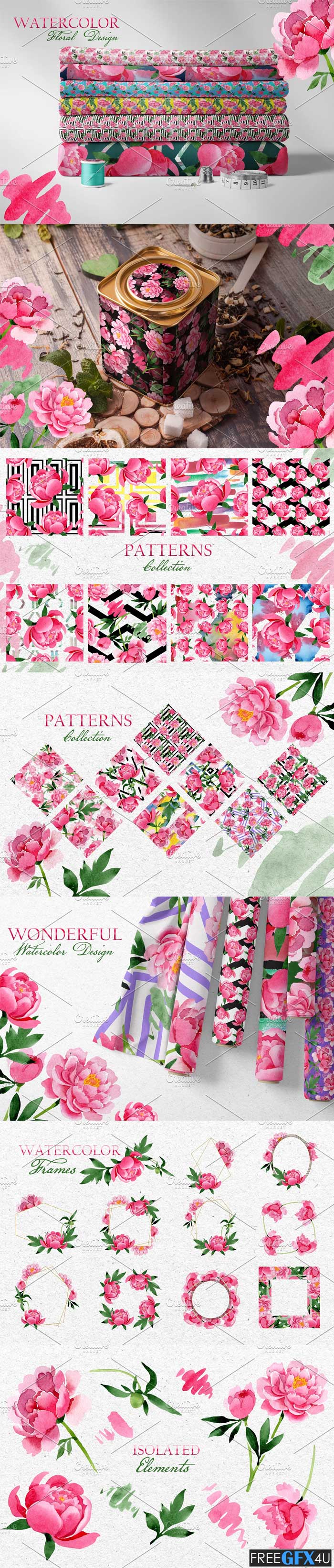 CreativeMarket - Bouquet of pink peony moment of joy Bouquet of pink peony moment of joy