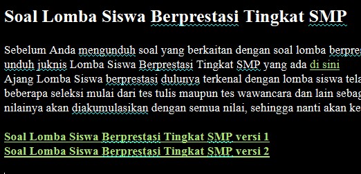 Soal Lomba Siswa Berprestasi Tingkat Smp