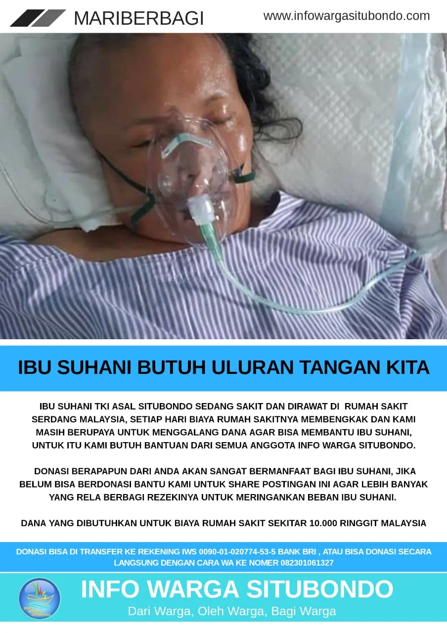 Donasi untuk Ibu Suhani Situbondo yang sedang sakit di Malaysia