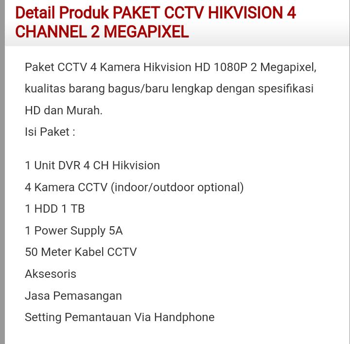 Jual Kamera CCTV Pekanbaru (Paket Experts)