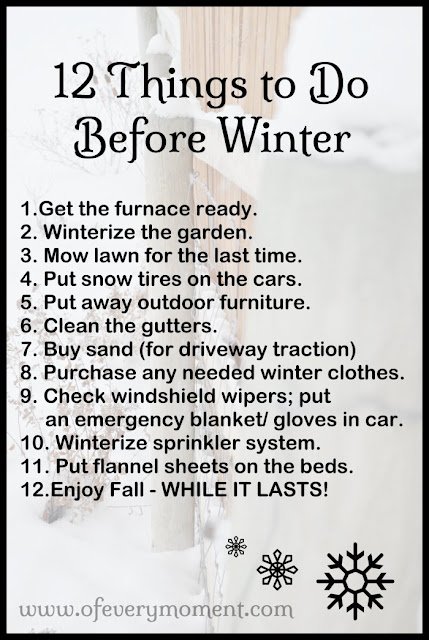 This infographic list will help you remember to complete some of the tasks that need to be done before winter.