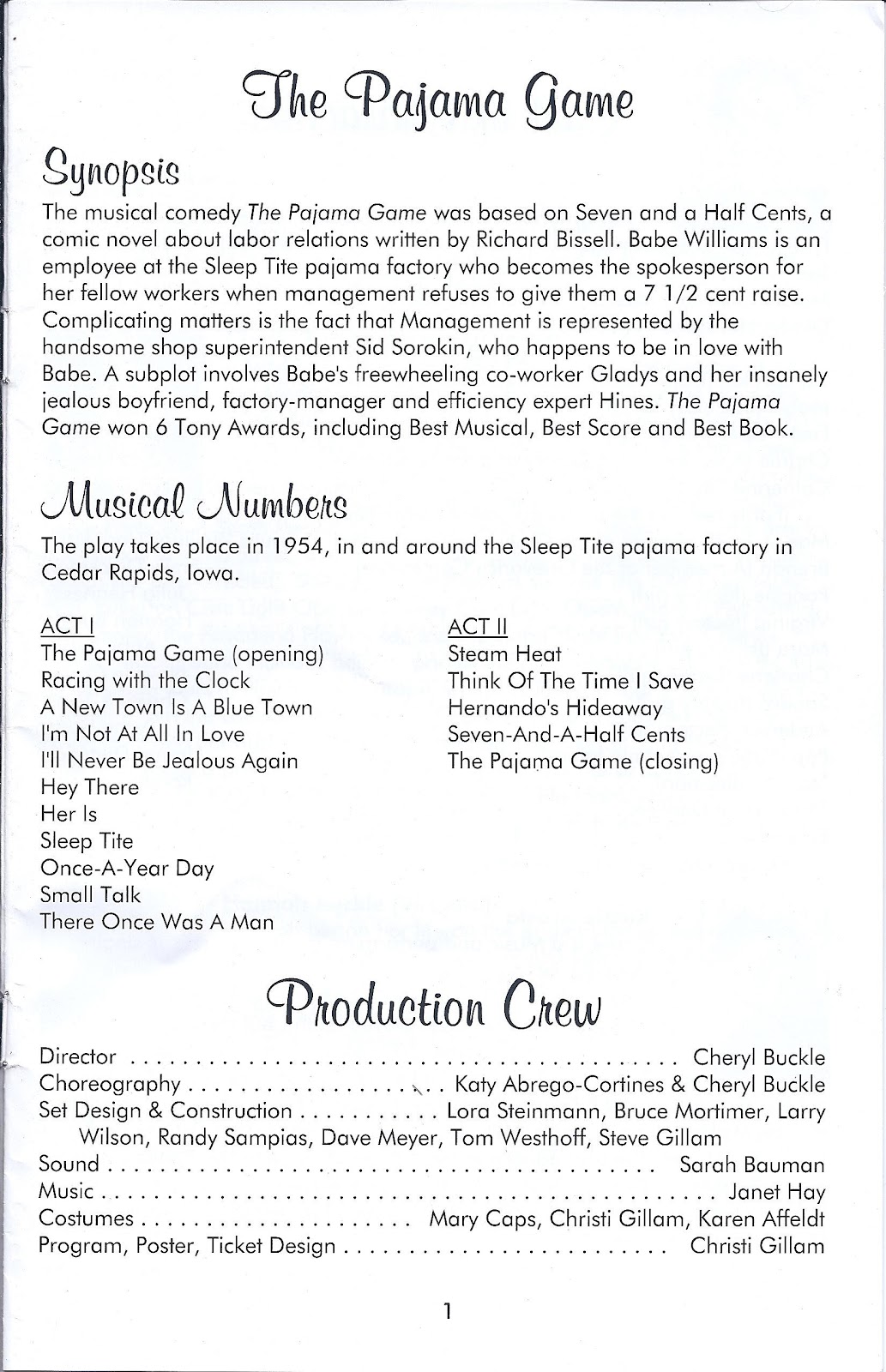 Marti Muses and Marvels The Pajama Game Musical Comes to Phelan