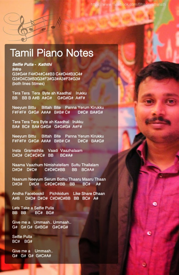 Tamil Piano Notes: Kaththi - Selfie Pulla