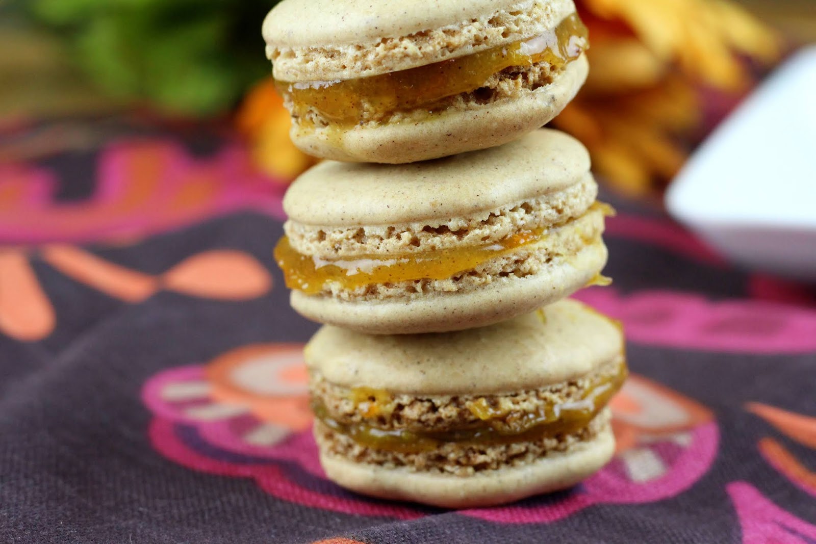 Spiced Orange French Macarons with Orange Curd