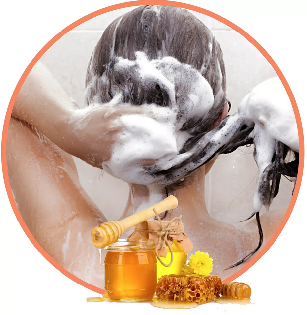Massage about 1½ cups of honey in wet, clean hair. Let stand 20 minutes, then rinse with warm water. Can also add 1-2 tablespoons of olive oil to thin the honey so it is easier to apply.