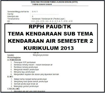 Rpph Paud Tk A B Tema Kendaraan Minggu Ke 4 Sub Tema Kendaraan Air Semester 2 Kurikulum 2013 Arsip Paud