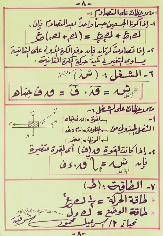 كل قوانين الديناميكا ٣ ثانوي في ورقة واحدة 8