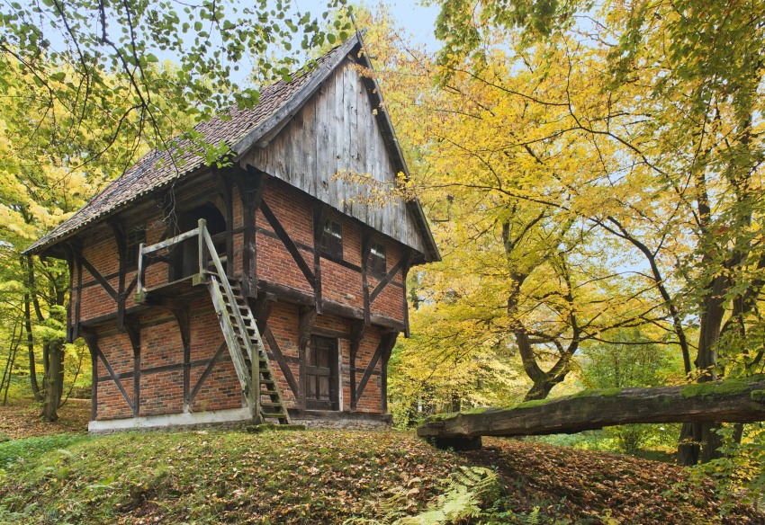 Autumn in a ancient german village. Freilichtmuseum Detmold. 