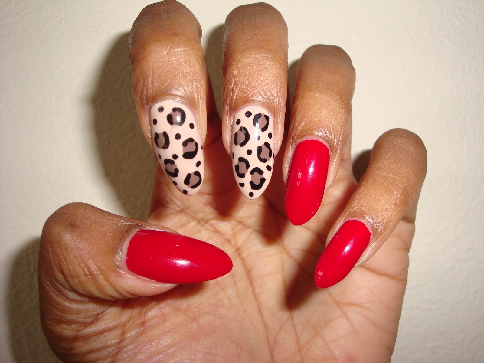 Red and Leopard Print Fake Nail Design - wide 4