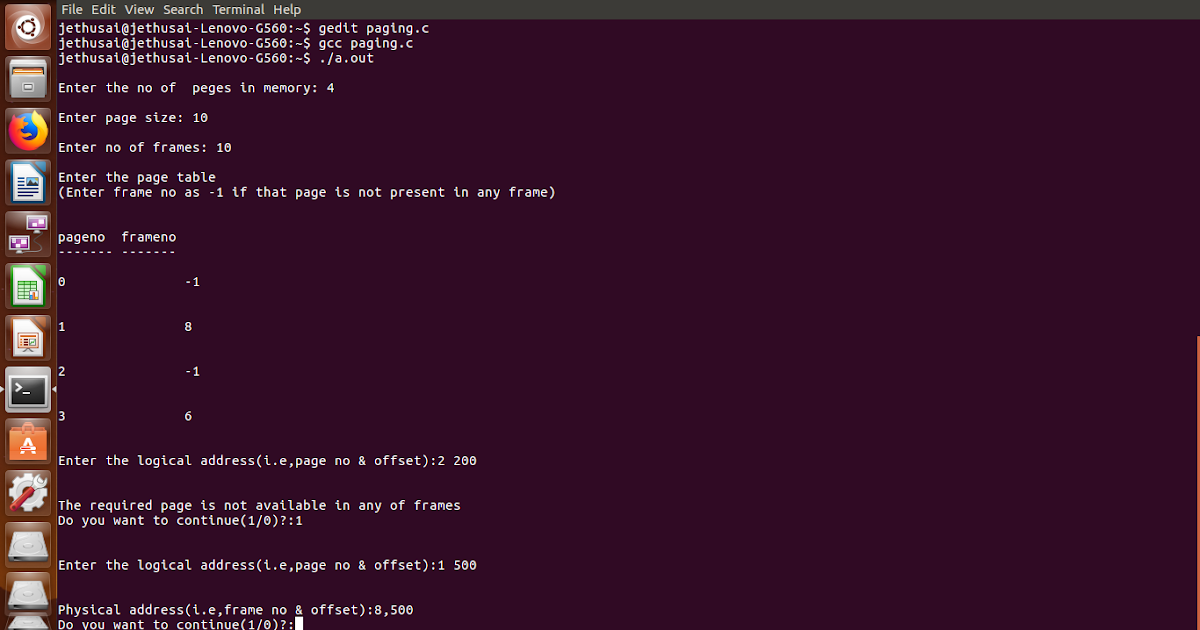 Write C programs to simulate the Paging techniques of memory management