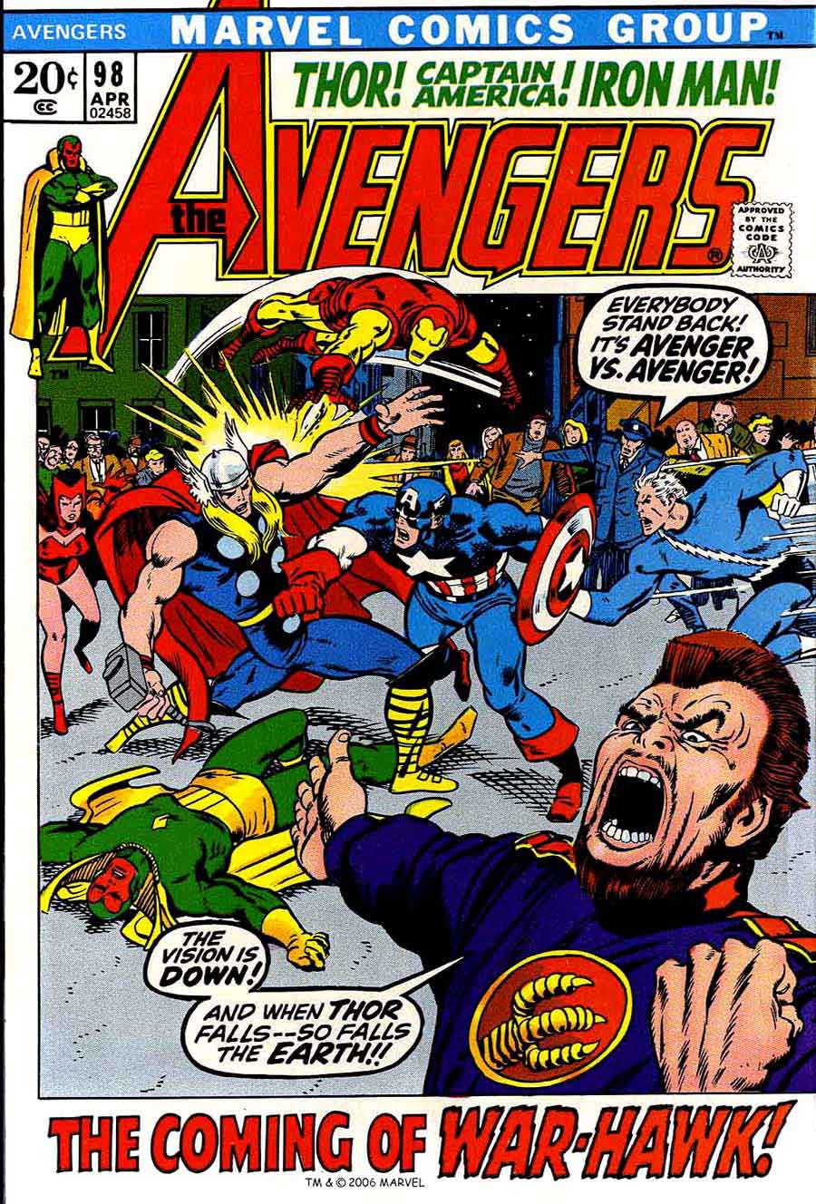 Avengers v1 #98 marvel comic book cover art by Barry Windsor Smith