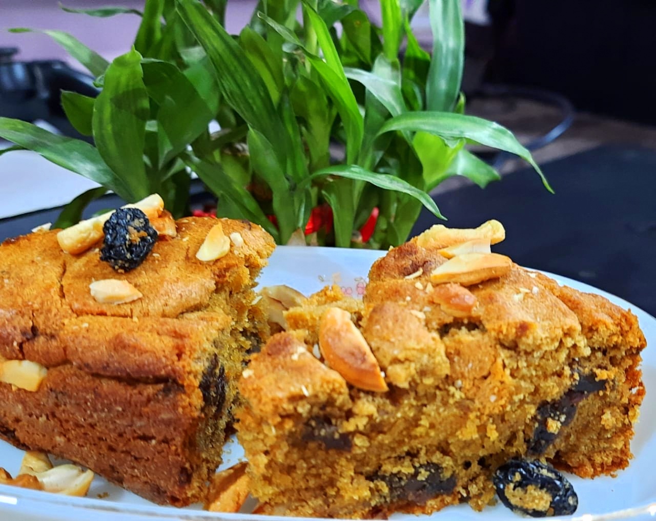 Wheat and Jaggery Cake with Dates and Almonds