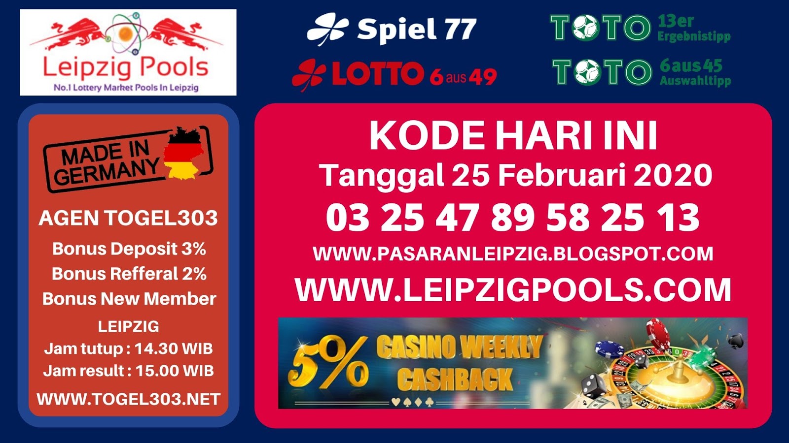 Togel Leipzig Selasa 25 Februari 2020 Pasaran Togel Leipzig