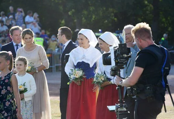 Princess Sofia wore By Malina Alba Midi dress. Princess Estelle, Prinscess Madeleine and Christopher O'Neil