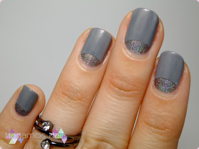 Manicura Media Luna Holográfica y termica. Hagamos Nails CALIENTE