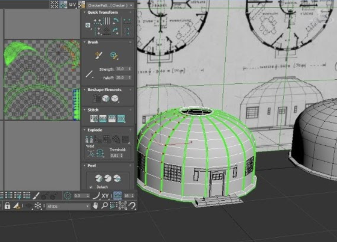 Screenshot der Entwicklung der AR Anwendung zu Bauhaus