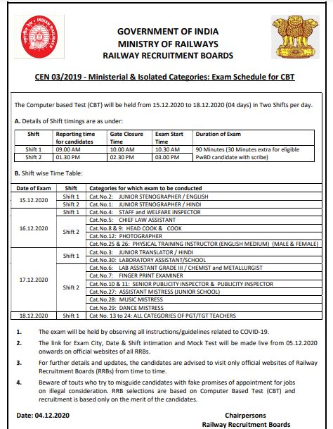 rrb admit card 2020