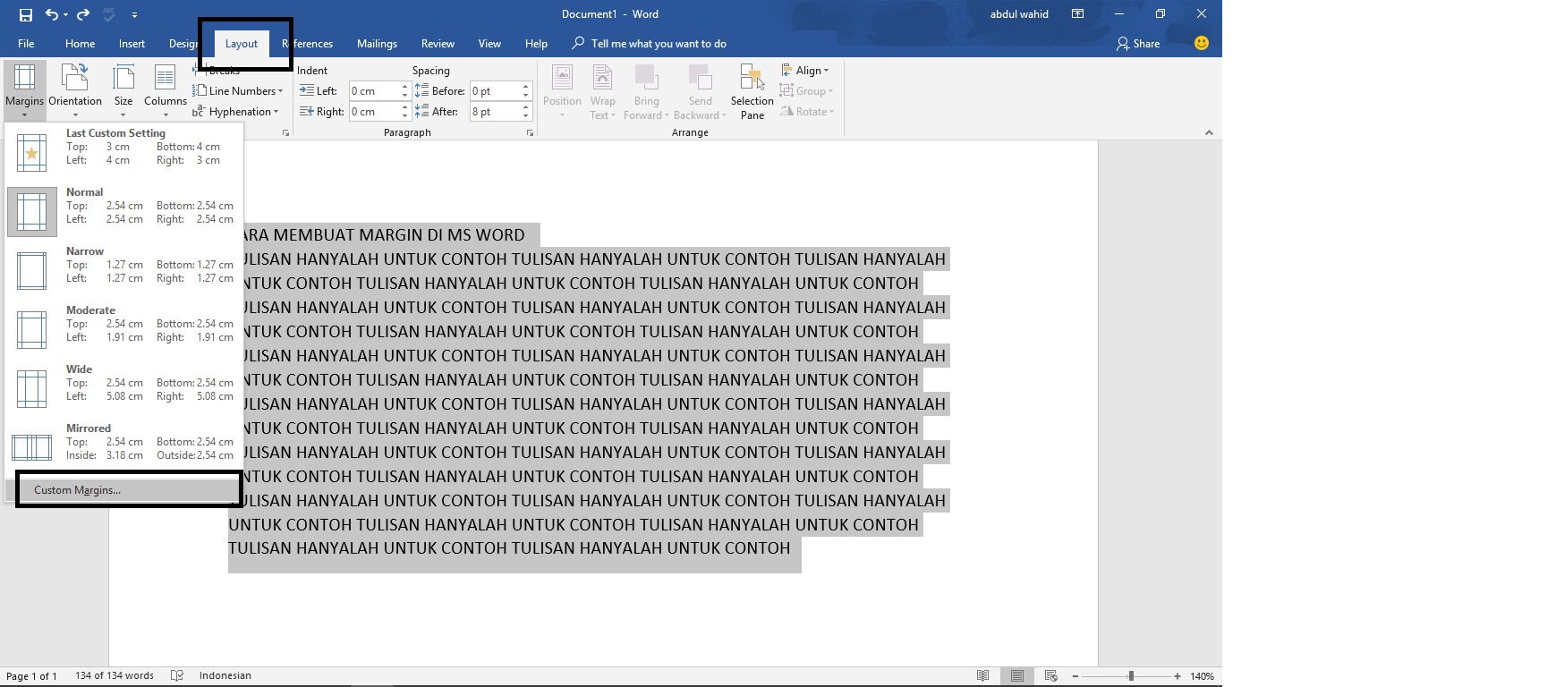 Cara Mudah Membuat Margin/Garis Batas Di Ms.Word - wahidun1