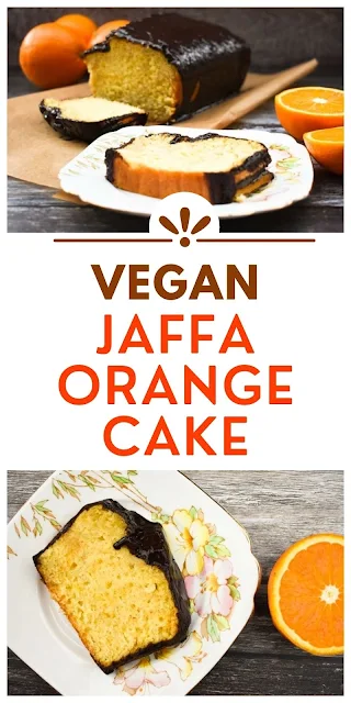 Easy vegan jaffa orange cake made with fresh oranges and topped with melted dark chocolate