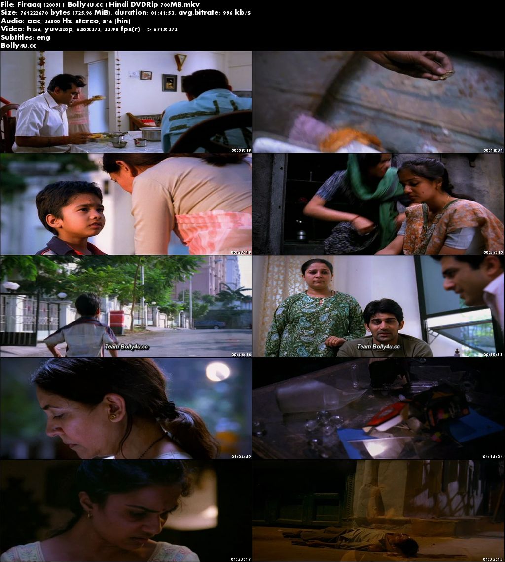 Firaaq 2009 DVDRip 700MB Hindi ESub x264 Download