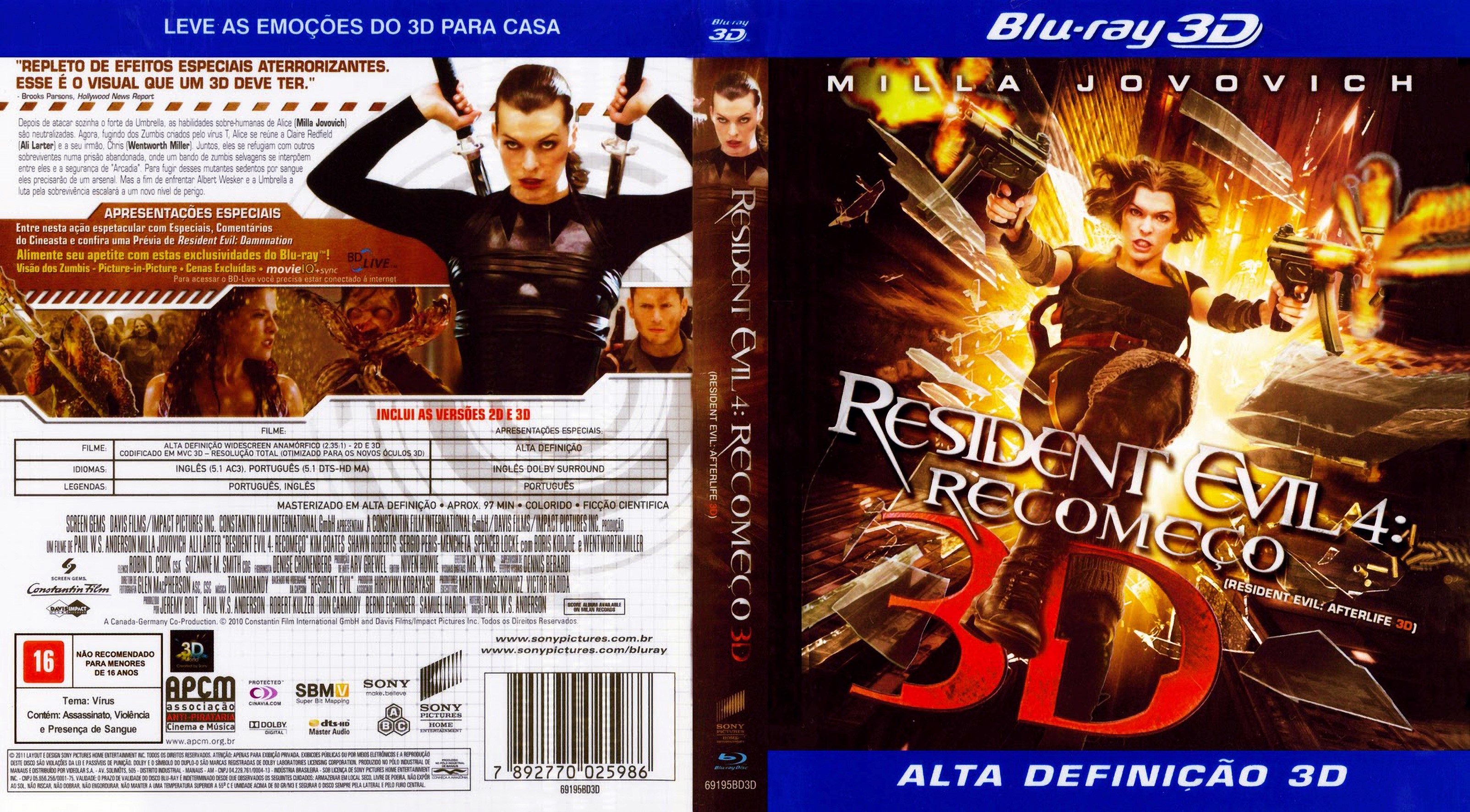 Big Poster Filme Resident Evil 4 Recomeço LO4 Tam 90x60 cm