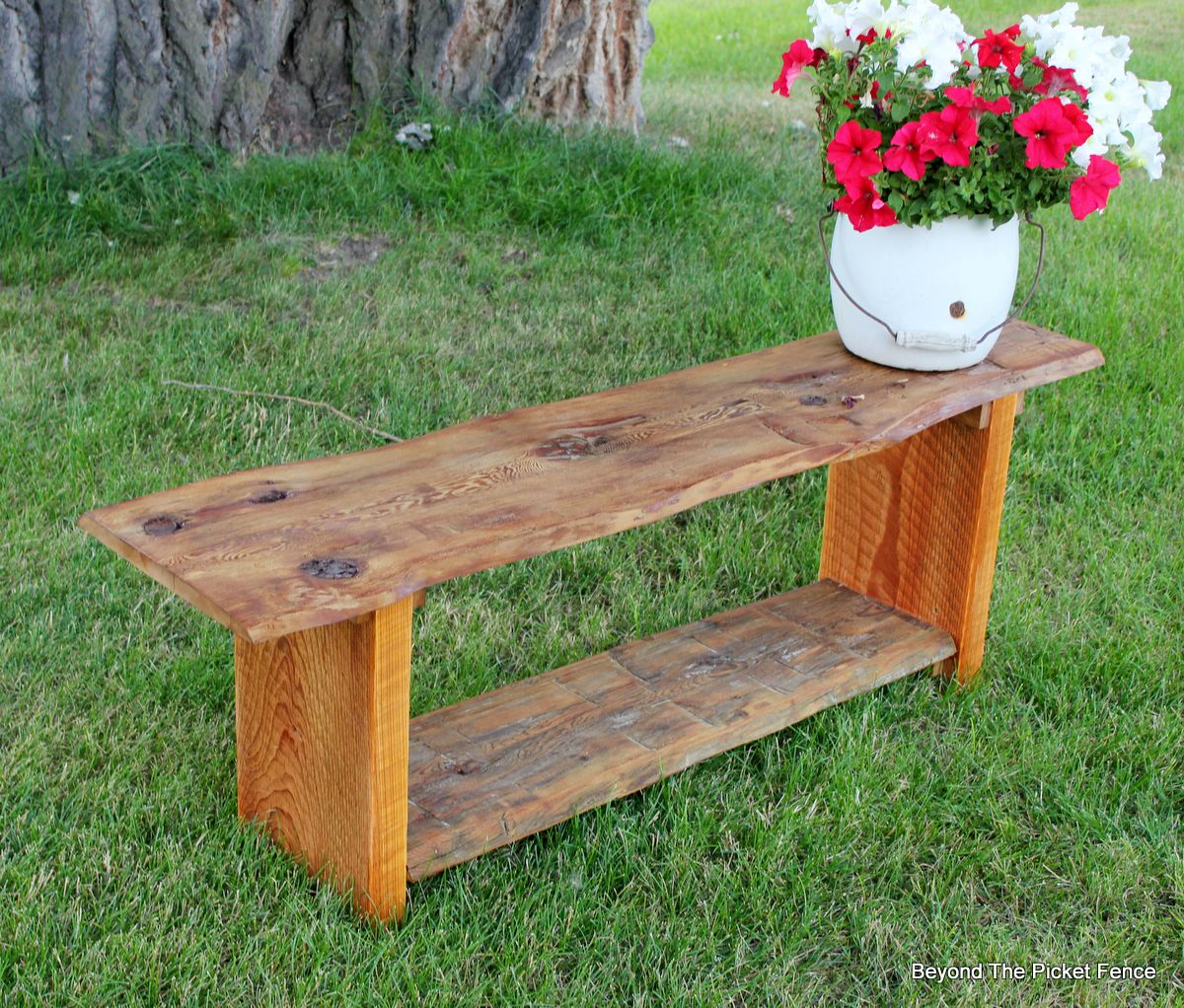 Beyond The Picket Fence Reclaimed, Live Edge Wood Bench