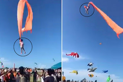 VIRAL,Bocah Terbawa Tali Layangan Setinggi 15 Meter di Festival Layangan Taiwan